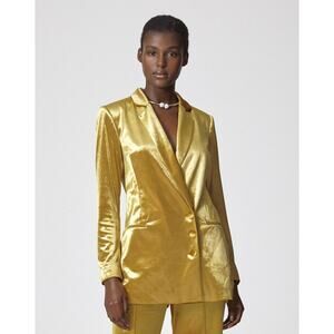 AQ/AQ Jocelyn Tailored Velvet Gold Jacket Size 2 Button Closure Front Pockets